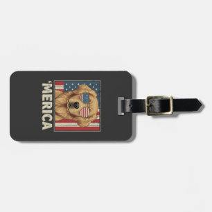 Etiqueta De Bagagem Cachorro Golden Retriever Vintage Bandeira 'Merica