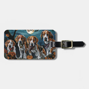 Etiqueta De Bagagem Cachorro Inglês Americano Foxhound Dia das Bruxas 