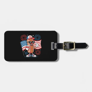 Etiqueta De Bagagem Cachorro-quente de 4 de Julho Bandeira Americana P