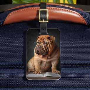 Etiqueta De Bagagem Cachorro Shar Pei Inteligente com Design de Livro