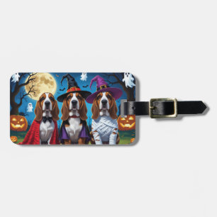 Etiqueta De Bagagem Cachorros de Basset Pumpkin Halloween Engraçado