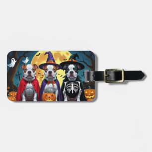 Etiqueta De Bagagem Cachorros Pitbull Pumpkin Halloween Engraçado