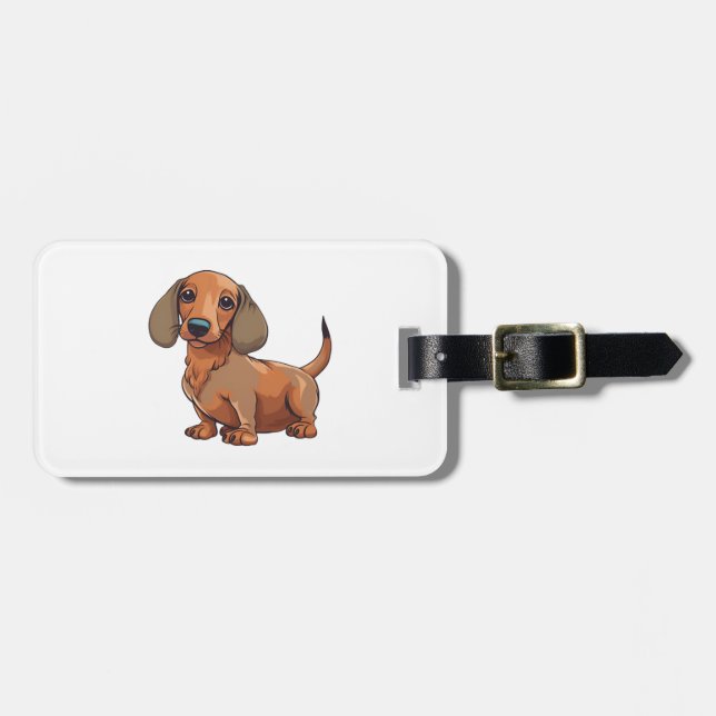 Etiqueta De Bagagem Cachshund Dog Cute (Frente Horizontal)