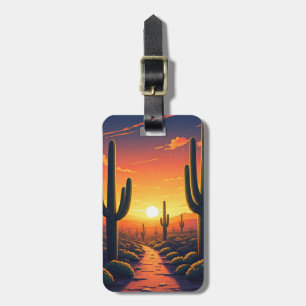 Etiqueta De Bagagem Cactos no Parque Nacional de Saguaro Souvenir