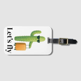 Etiqueta De Bagagem Cactus com uma mala de bagagem