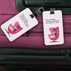 Etiqueta De Bagagem Cadeira Rosa De meio século Com Dois Pontos De Gat