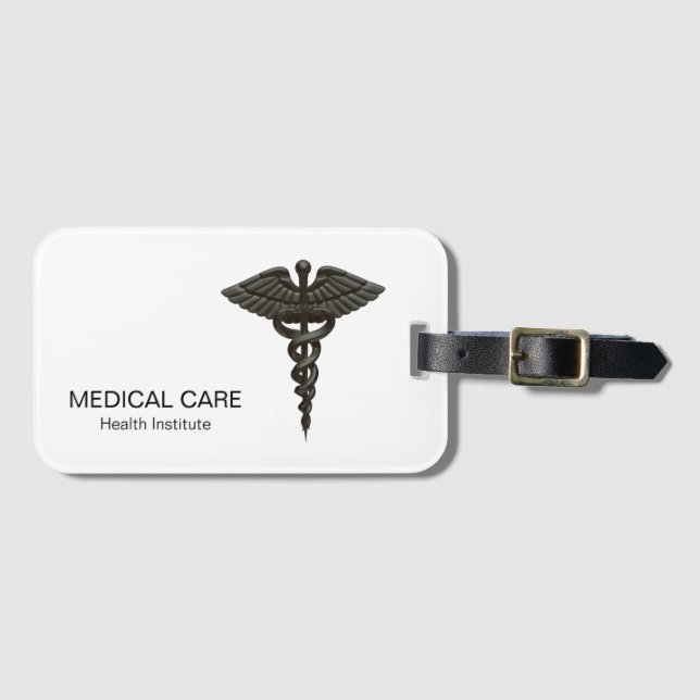 Etiqueta De Bagagem Cadubo Médico Simples Profissional Branco Preto (Frente Horizontal)