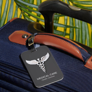 Etiqueta De Bagagem Caduceus Antracite Detalhado Branco Limpo