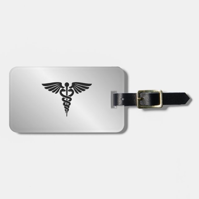 Etiqueta De Bagagem Caduco Médico Silver (Frente Horizontal)