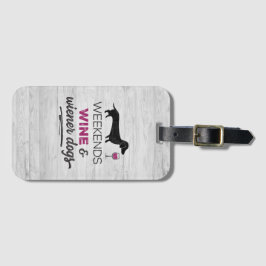 Etiqueta De Bagagem Cães de Vinho e Vinho Fins de Semana