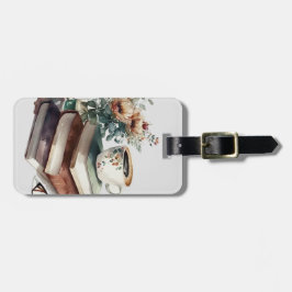 Etiqueta De Bagagem Café Boho Floral Watercolor