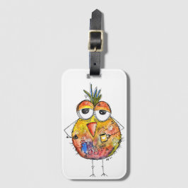 Etiqueta De Bagagem Café de Bebendo de aves coloridas