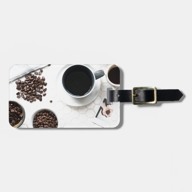 Etiqueta De Bagagem cafeína completa buzz de café (Frente Horizontal)