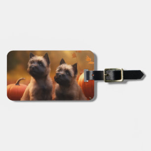 Etiqueta De Bagagem Cairn Terrier Puppy Autumn Delight Pumpkin
