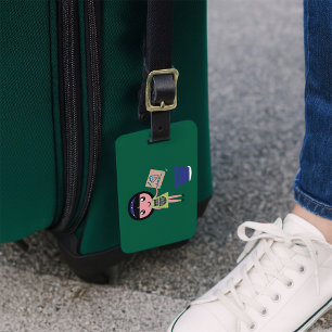 Etiqueta De Bagagem Caixa de pizza Reciclagem de garota divertida eco-