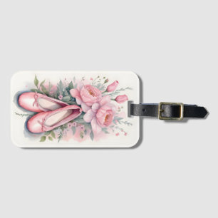 Etiqueta De Bagagem Calçados e flores cor-de-rosa