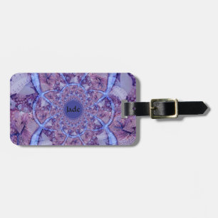 Etiqueta De Bagagem Caleidoscópio roxo monogrammed bonito