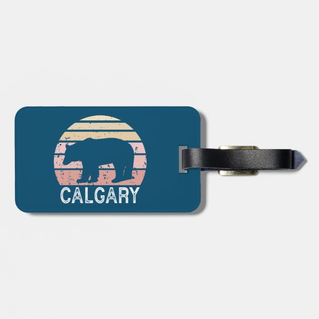 Etiqueta De Bagagem Calgary Alberta Retro Bear (Traseira Horizontal)
