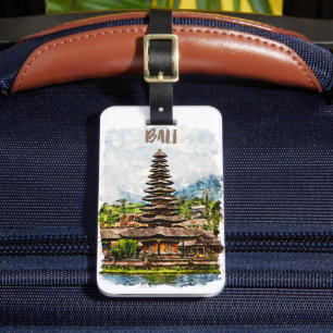 Etiqueta De Bagagem Cali Indonésia Ulun Danu Beratan Temple