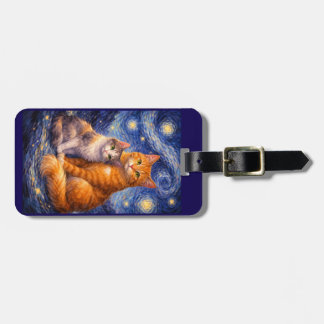 Etiqueta de Bagagem Calico e Tabby Starry Night