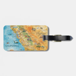 Etiqueta De Bagagem California Illustrated Watercolor Map Art