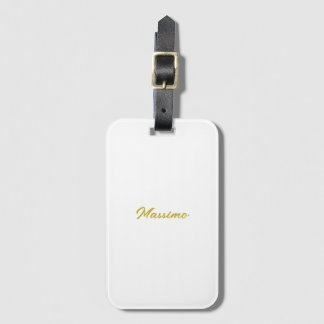 Etiqueta De Bagagem Caligrafia Elegante Dourado Branco Simples Nome