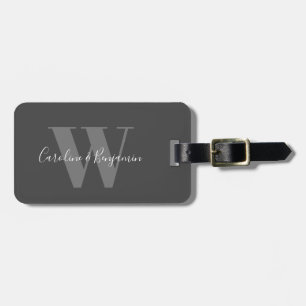 Etiqueta De Bagagem Caligrafia Monogramada Personalizada de Casal Pret