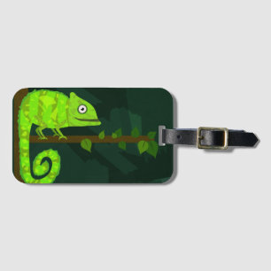 Etiqueta De Bagagem Camaleão bonito verde