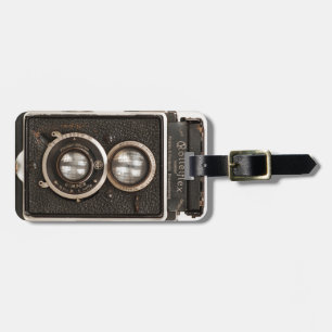 Etiqueta De Bagagem Câmera gêmea da lente de Rolleiflex do vintage