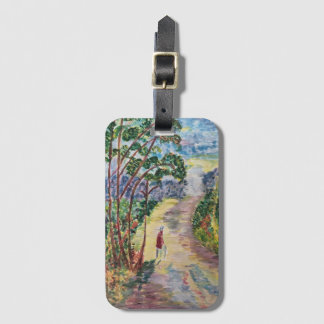 Etiqueta De Bagagem Caminhando ao longo de um caminho
