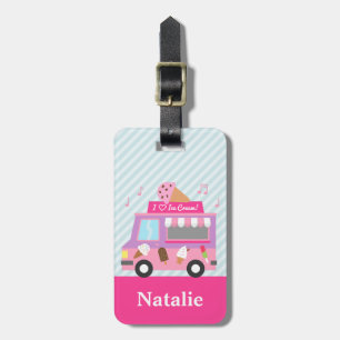 Etiqueta De Bagagem Caminhão cor-de-rosa roxo doce do sorvete para