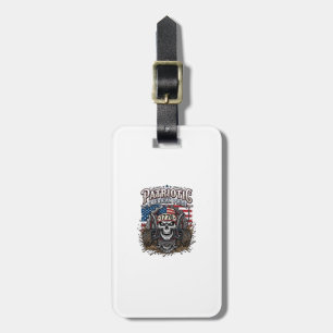 Etiqueta De Bagagem Caminhão Monstro Patriótico 1776 Crânio Off Road C