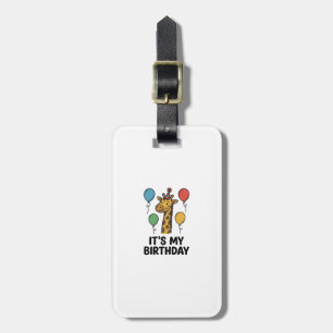 Etiqueta De Bagagem Camisa de aniversário de girafa fofa Design de fes