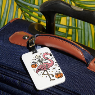 Etiqueta De Bagagem Camisa de Doce de Halloween de Flamingo Montado em