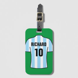 Etiqueta De Bagagem Camisa de futebol em azul claro