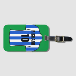 Etiqueta De Bagagem Camisa de futebol em faixas azuis e brancas