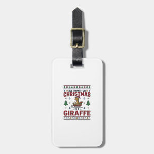 Etiqueta De Bagagem Camisa de Natal Funny Giraffe Sleigh Des