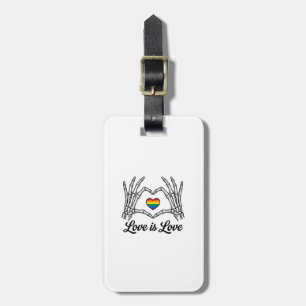 Etiqueta De Bagagem Camiseta Amor É Amor Coração Arco-Íris Mãos de Esq