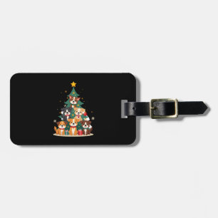 Etiqueta De Bagagem Camiseta Árvore de Natal Cachorro Fofo Divertido C