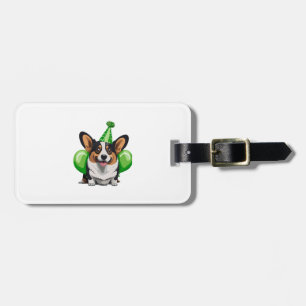 Etiqueta De Bagagem Camiseta Clássica de Aniversário Verde Corgi