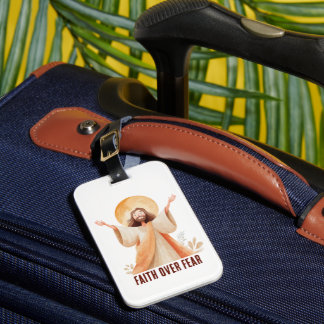 Etiqueta De Bagagem Camiseta Cristã Jesus Fé Sobre Medo