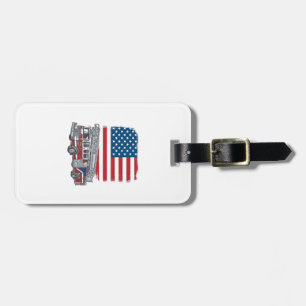 Etiqueta De Bagagem Camiseta Vintage Bandeira Americana Caminhão de Bo