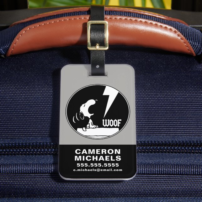 Etiqueta De Bagagem Camisetas Rock | Snoopy Howling | Adicione seu nom (Frente Insitu 2)