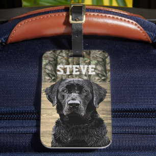 Etiqueta De Bagagem Camo Black Lab Dog Raça Nome Animal