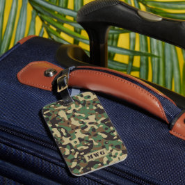 Etiqueta De Bagagem Camo camuflage padrão monograma iniciais