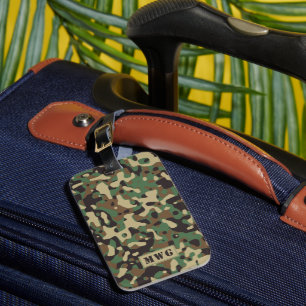 Etiqueta De Bagagem Camo camuflage padrão monograma iniciais
