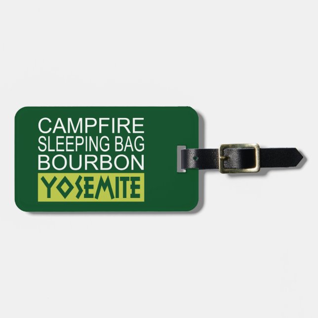 Etiqueta De Bagagem Campfire Sleing Bag Bourbon Yosemite (Frente Horizontal)