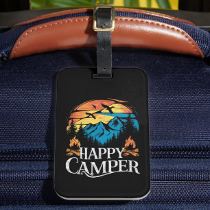 Etiqueta De Bagagem Camping Feliz Retrô Vintage Equipe de Acampamento 