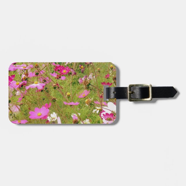 Etiqueta De Bagagem Campo De Flores Rosa (Frente Horizontal)