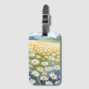 Etiqueta De Bagagem Campo de Margaridas Pintura Floral de Prado de F